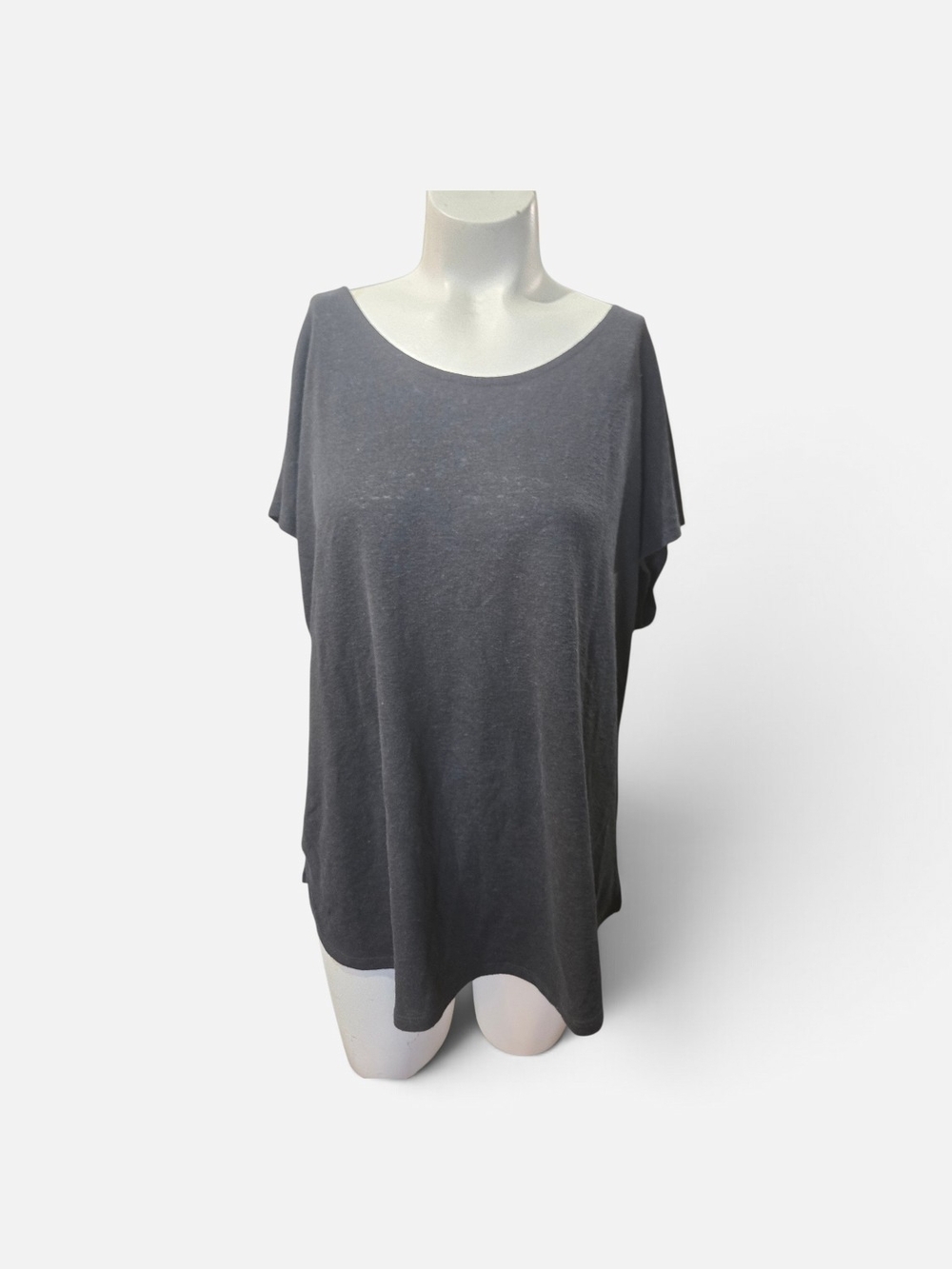 Orvis Linen Blend Black Dolman Sleeve Tunic Top Women's Large Lagenlook